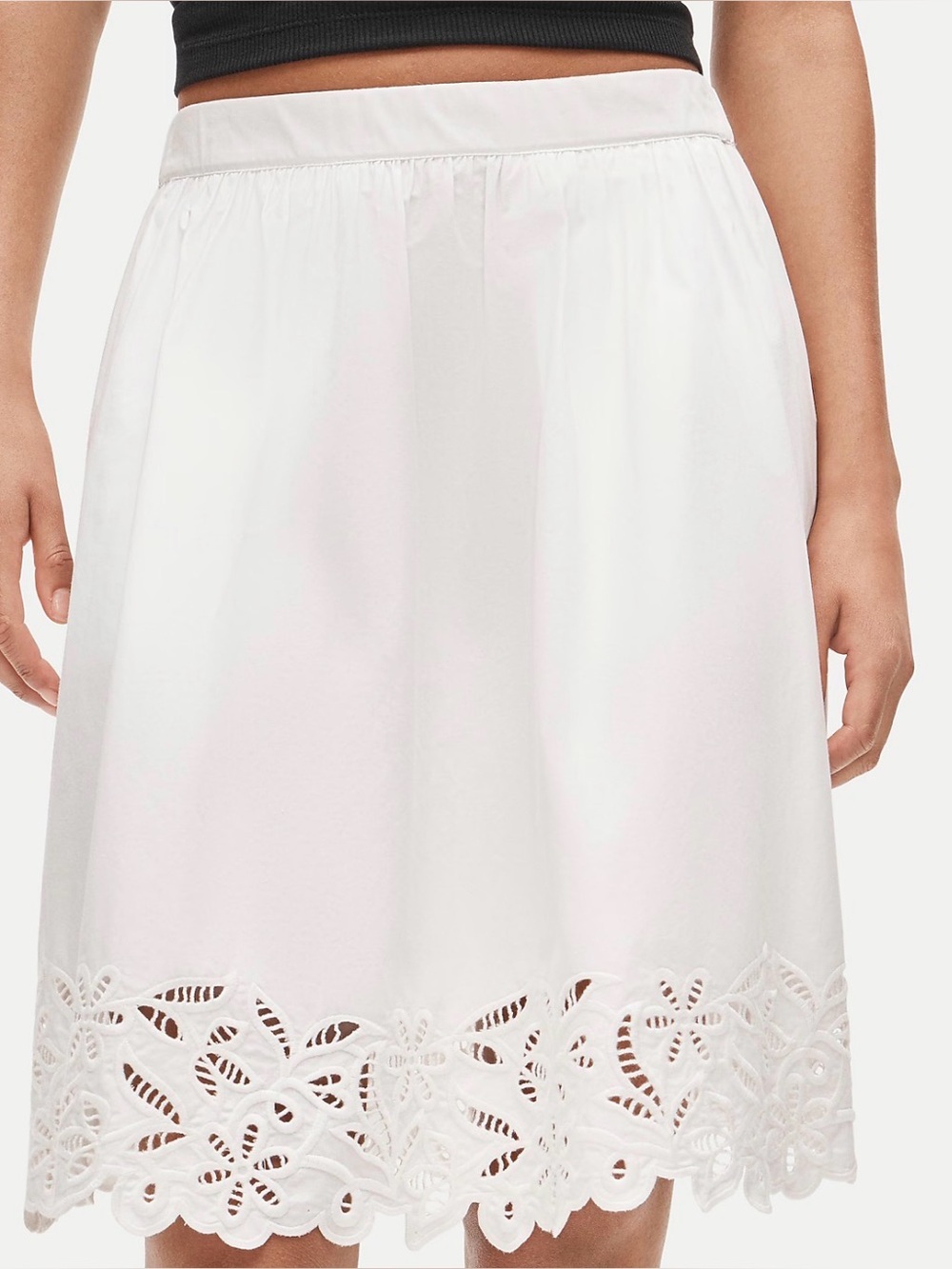 Women's White Eyelet Hem Skirt